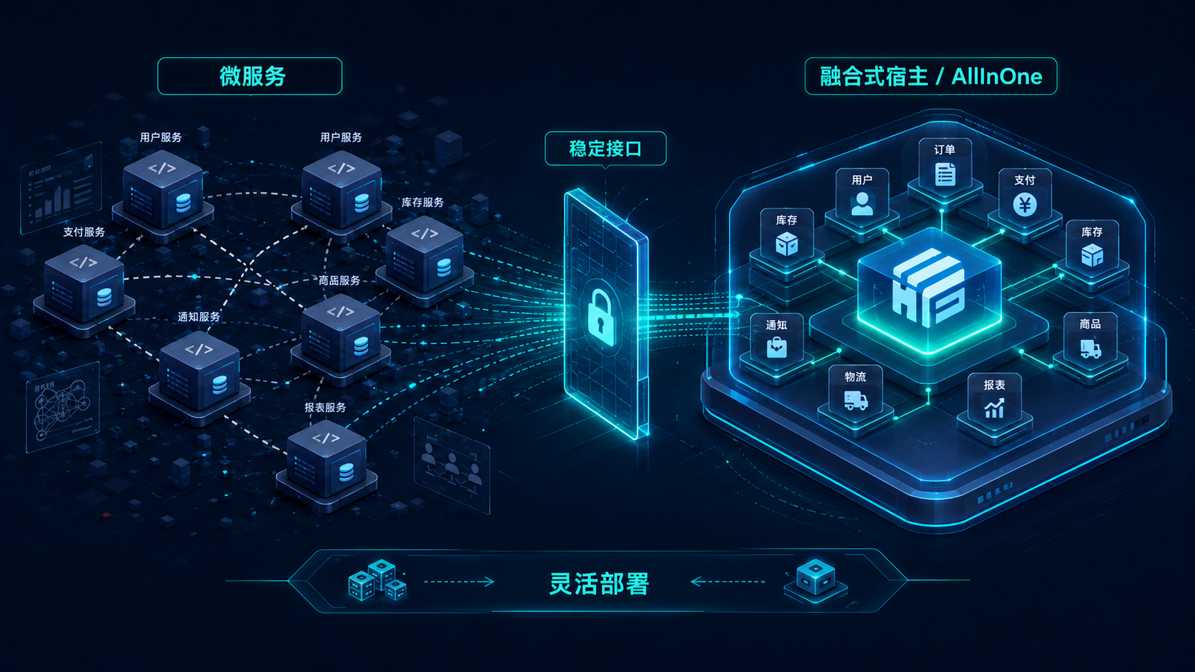 通过稳定接口实现灵活部署:微服务与 AllInOne 自由切换